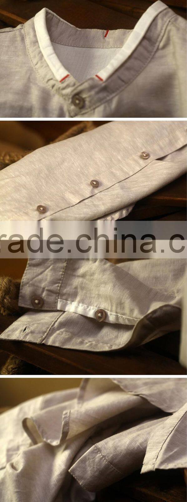Wholesale cheap men shirt custom high quality Cotton and Hemp shirts with your own logo in guangzhou factory