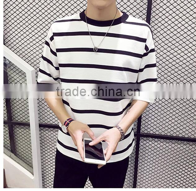 Stripe loose man short sleeve T-shirt