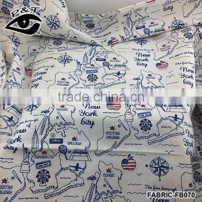 New Arrival American Map Patterns Linen Fabrics USA Cities Map Designs Cotton Fabrics
