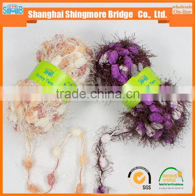 China twisted yarn factory direct wholesale feather pompom yarn for knitting scarf in factory price
