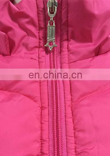 2017 Lady's pink down coat feather jacket with zipper winter jacket