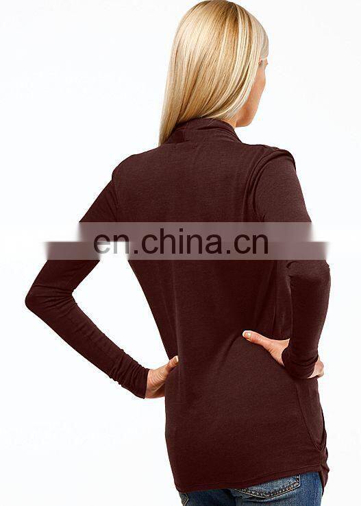 Trade assurance Yihao fashion long sleeve t shirt Draped Surplice top selling products in alibaba