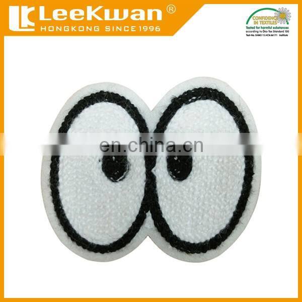 custom embroidery sew-on eye logo chenille patch for china supplier