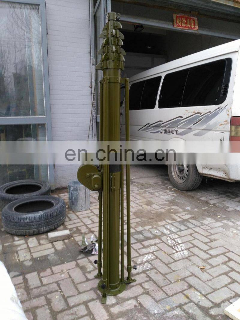 12m manual extending crank telescoping mast pole for monitoring 15 kg payload