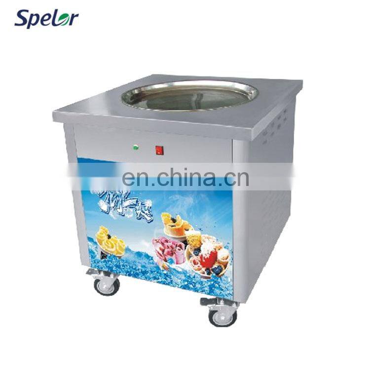 Highly-Efficient Snack Machines Single Flat Round Pan Fry Ice Cream Fried Roll Machine