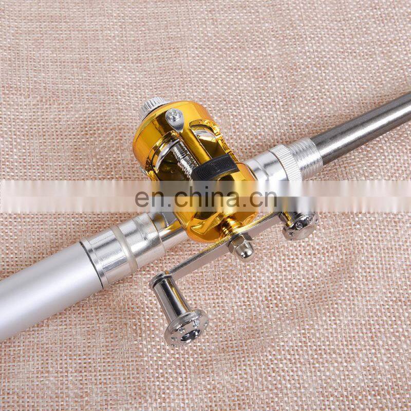 Portable Pocket Telescopic Mini Fishing Pole Pen Shape Folded Fishing Rod With metal Reel Wheel
