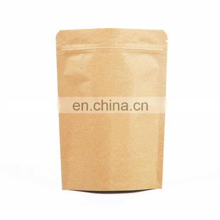 Custom Printed Eco Friendly Food Grade Biodegradable Heat Seal Empty Stand Up Zip Lock Kraft Paper Zipper Tea Packaging Bag