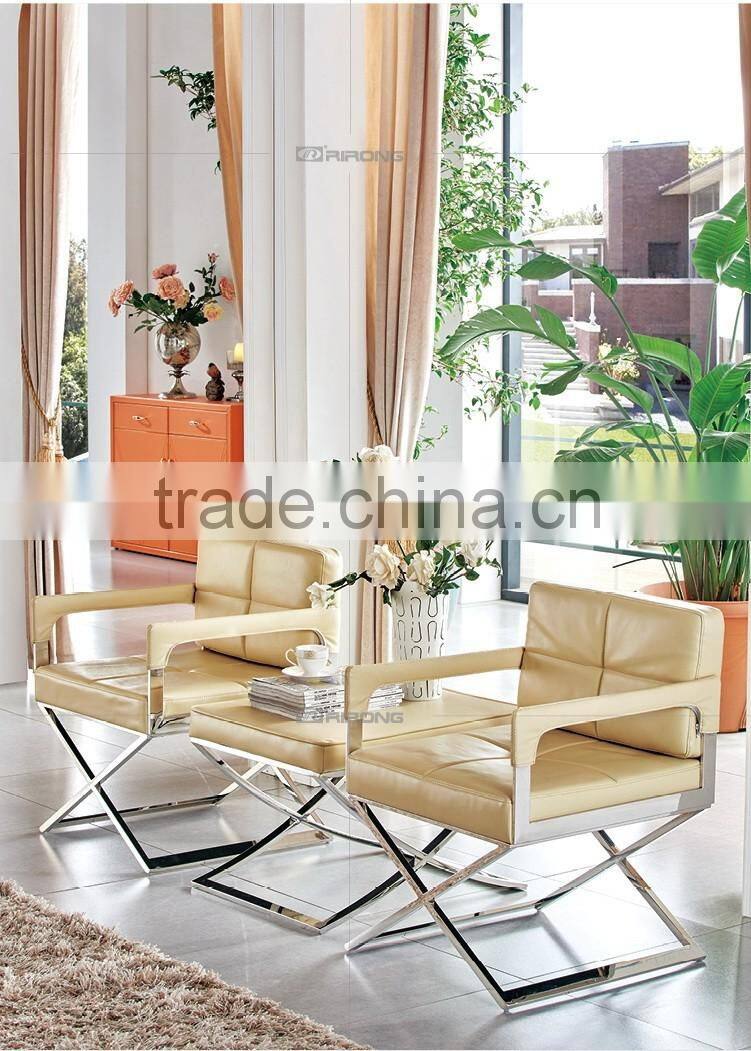 Cheap modern metal frame leather office reception table