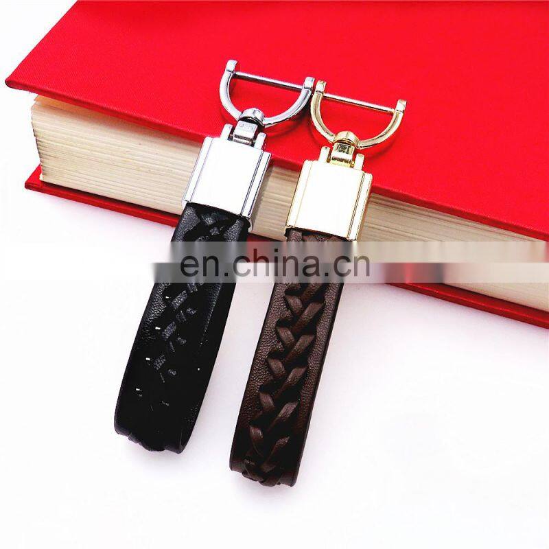 Silver Gold Style Simple Leather Key Chain Key Ring for Women And Man With Detachable Alloy Metal Rings