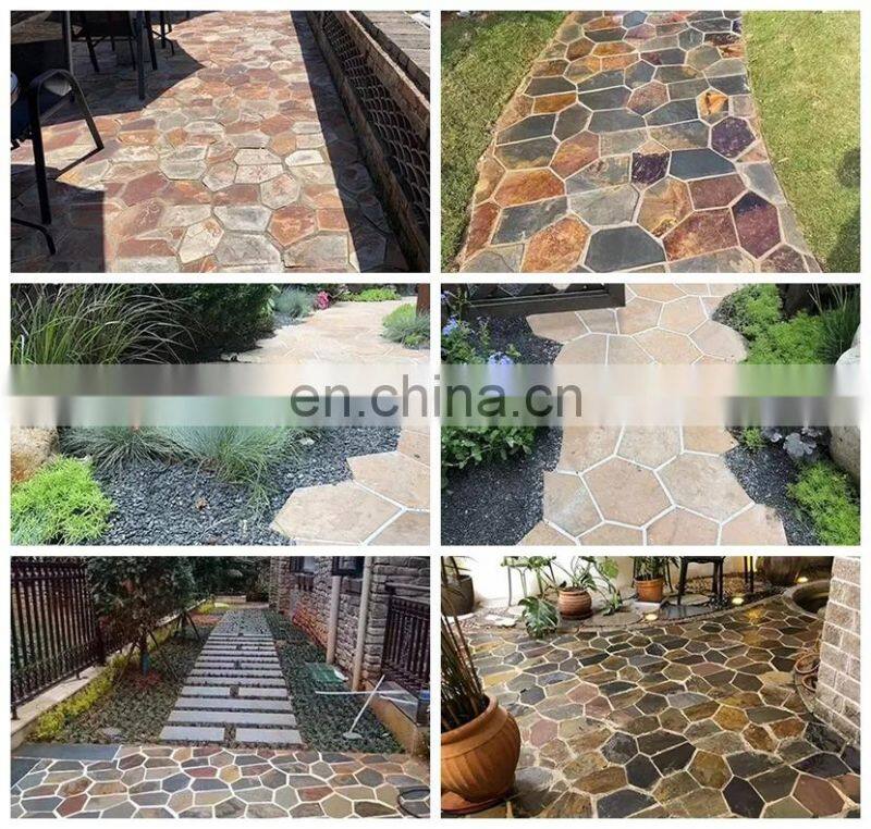 heat resistant hexagonal black basalt paving slate flagstone stones paving slabs stone for drive way
