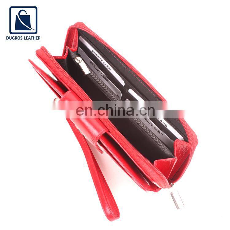 Stylish Look Matching Stitching Magnet Closure Type Genuine Leather Wallet for Women