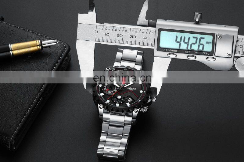 NIBOSI Quartz Watch Men Blue Casual Fashion Chronograph Mens Watches Top Brand Luxury Big Dial Watch Relogio Masculino