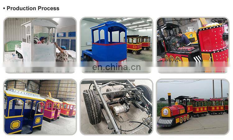 Attraction kids steam old fashion battery operated trackless train mini train set manufacturer