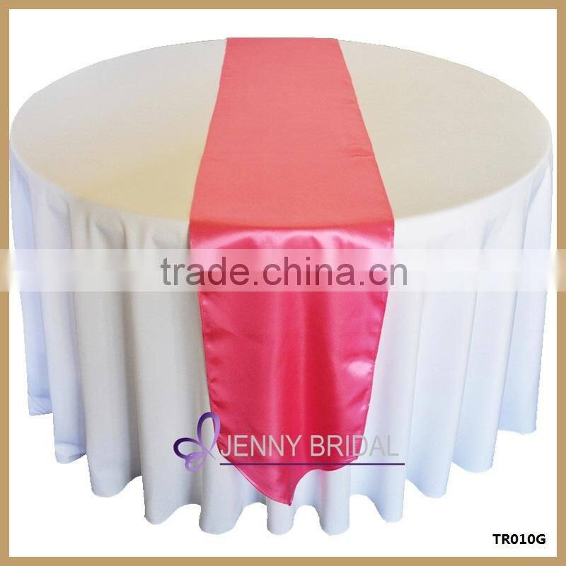 TR010G high quality rose red satin wedding table runners