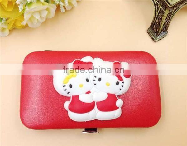 Promotional Gifts Stainless Steel 7PC Pink Hello Kitty Manicure Set