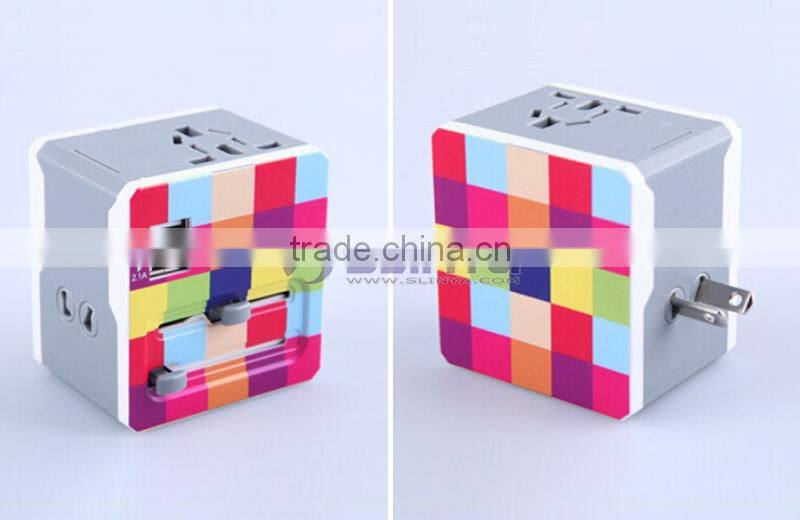 Universal International Plug Adapter All in One 2 USB Port World Travel AC Power Charger Adaptor with AU US UK EU Plug