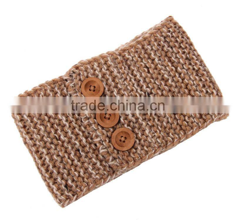 Fashion Trendy Girls Headband with Buttons Knitting Hair Accessories for women
