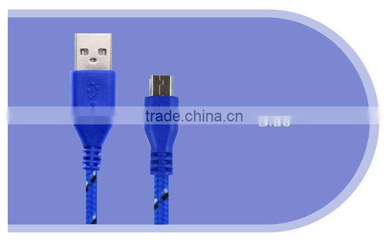 HOT 1M/2M/3M Nylon Fabric Braided Micro Data Sync USB Cable