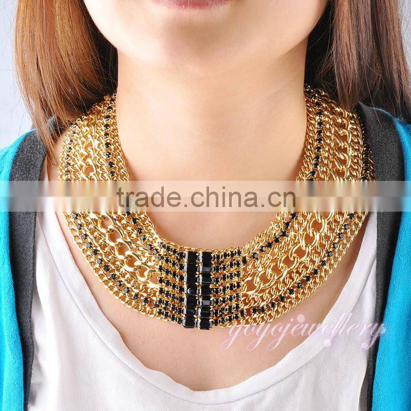 New design gold plated choker wholesale chunky statement necklace in china