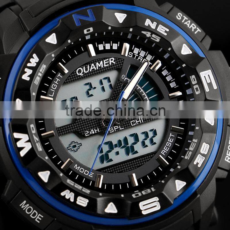 Men's Rubber Strap Orange Analog Digital Digital Sport Watch