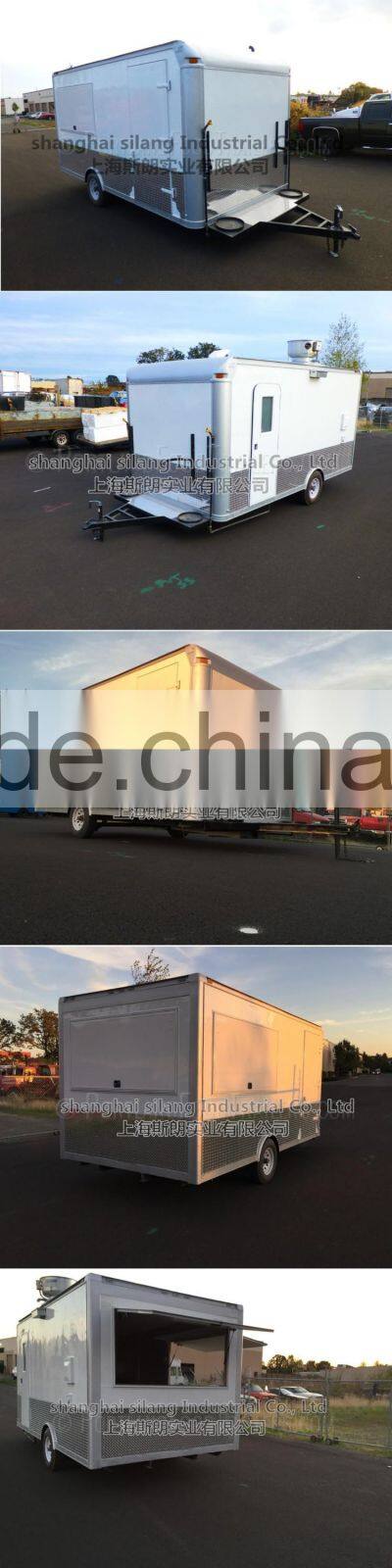 White uniaxial food cart beach food truck trailer hot dog Hamburger ice cream traction cart By China's largest factory