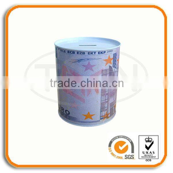Round Tin Coin Bank/Money Saving Pot