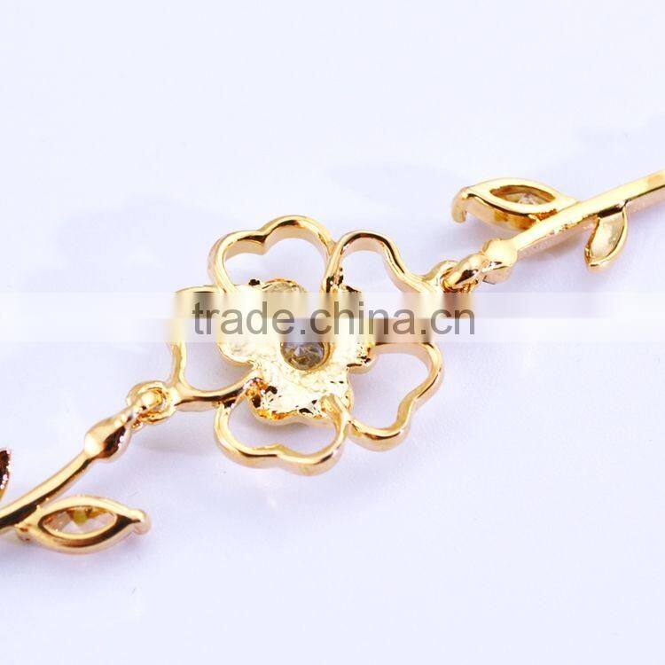 Newest Arrival 18K Gold Plated Bracelet Women's Cubic Zircon Flower Bracelet Jewelry