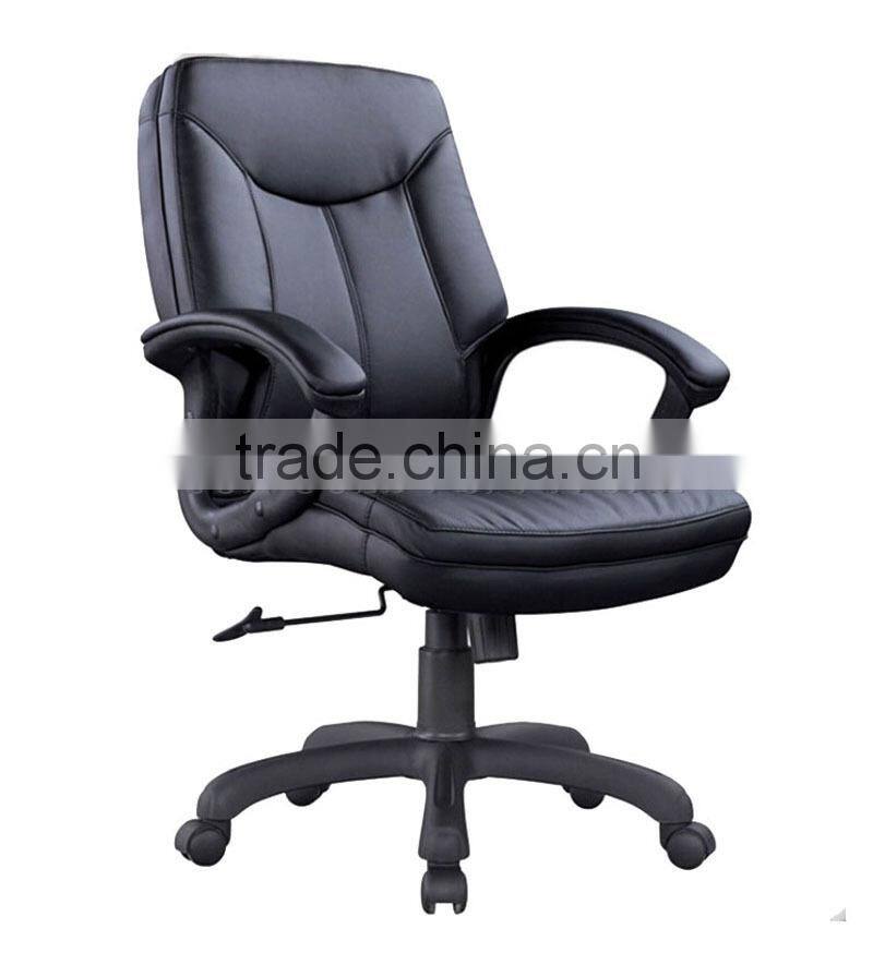 Professional office furniture fixed armrests swivel black leather chair (SZ-OC135)