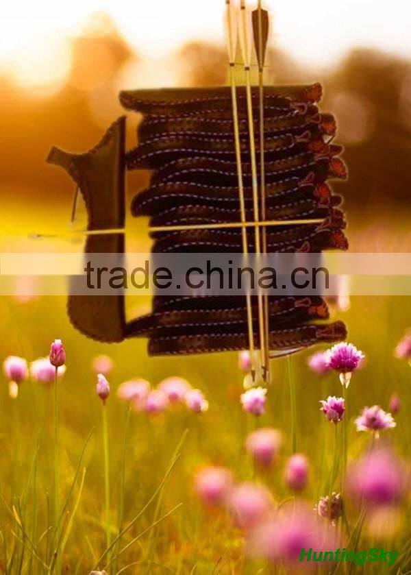 Traditional Archery Cowhide Leather Arrow Quiver For Archery Shooting