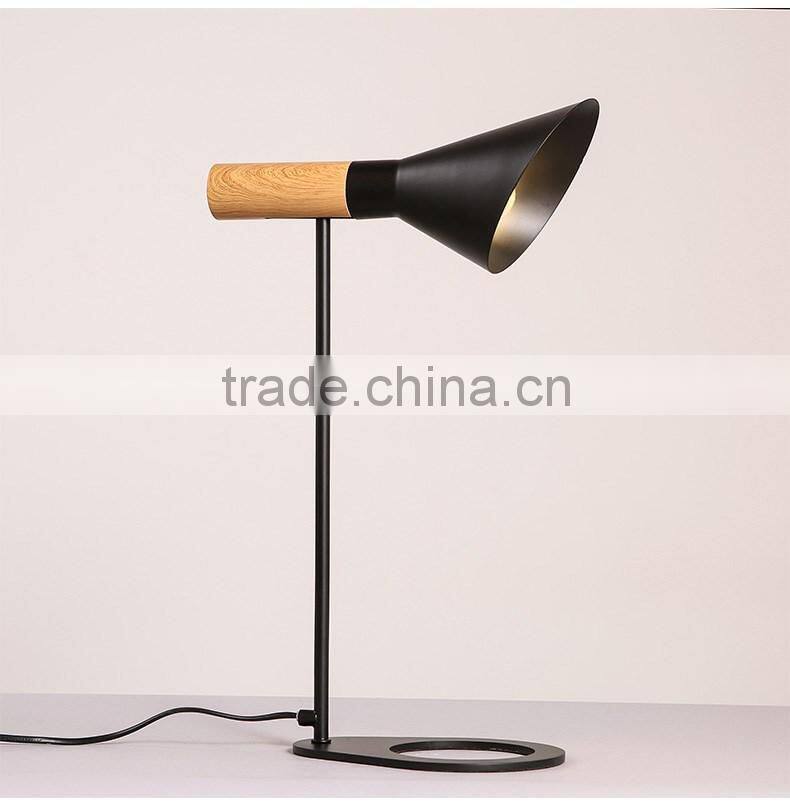 wooden+steel E27*1 table lamp, bedroom /study small desk light ,