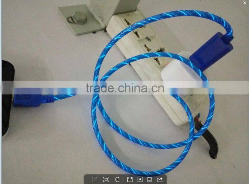 New design EL flowing USB data cable for iphone for android