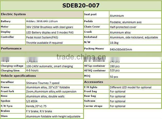 500w rear hub motor hiddle aluminium electric bike