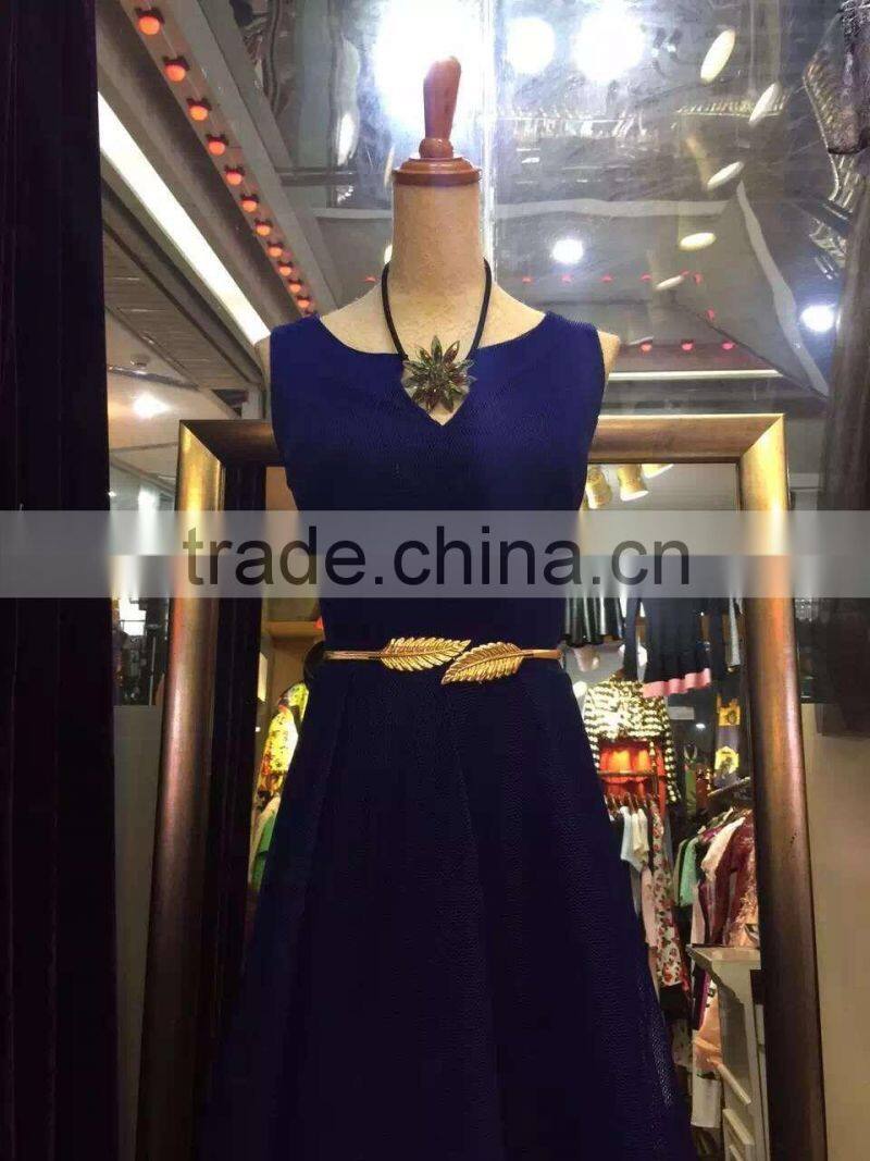 Skirt decorated with golden leaf buckle belt ladies dress fine decorative elastic elastic metal waist chain belt