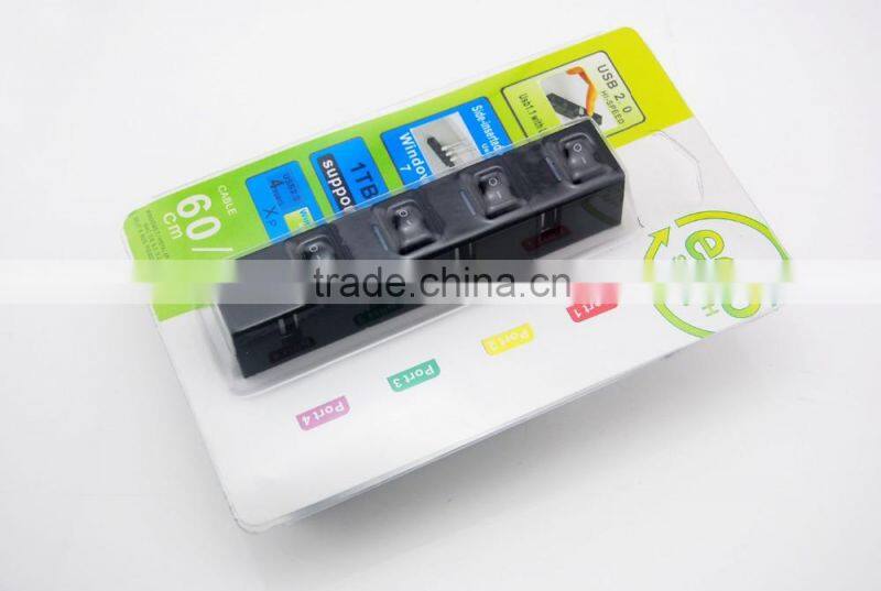 High Speed 4 Port USB 2.0 Multi HUB Splitter Expansion Desktop PC Laptop Adapter