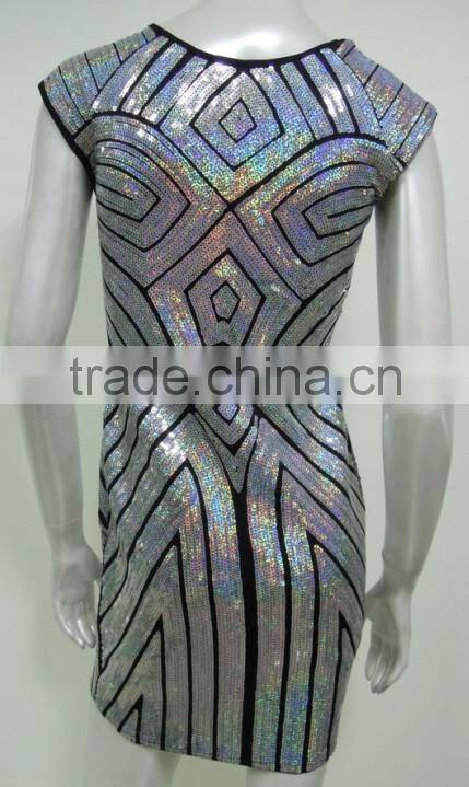 Women's Dress with Colorful Sequins fabric