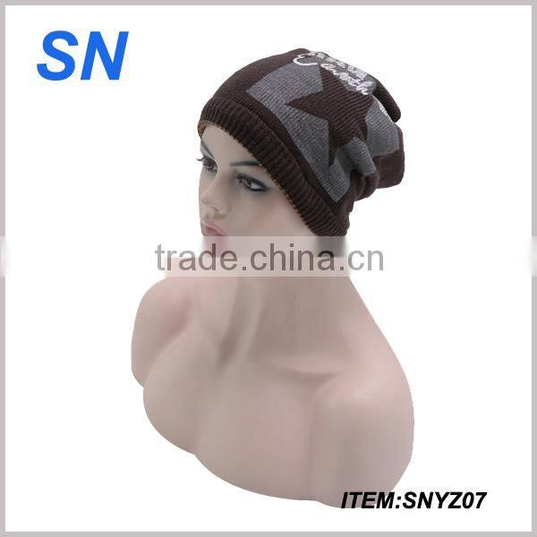 good quality promotion acrylic knitted pom pom crazy winter hats