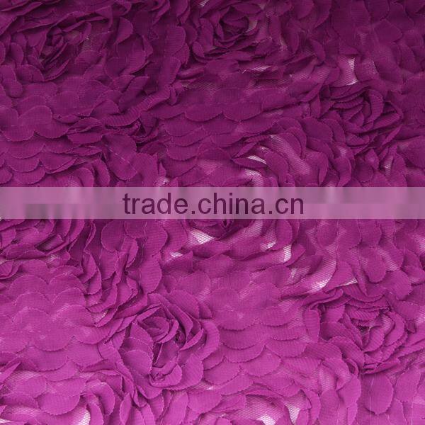 manufacturer supply chiffon 3d rose fabric pleated embroidery chiffon fabric