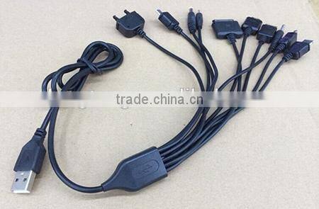 cheap customized pantone color multiple USB port charging cable, 10 in 1 multiple charging cable for smartphone