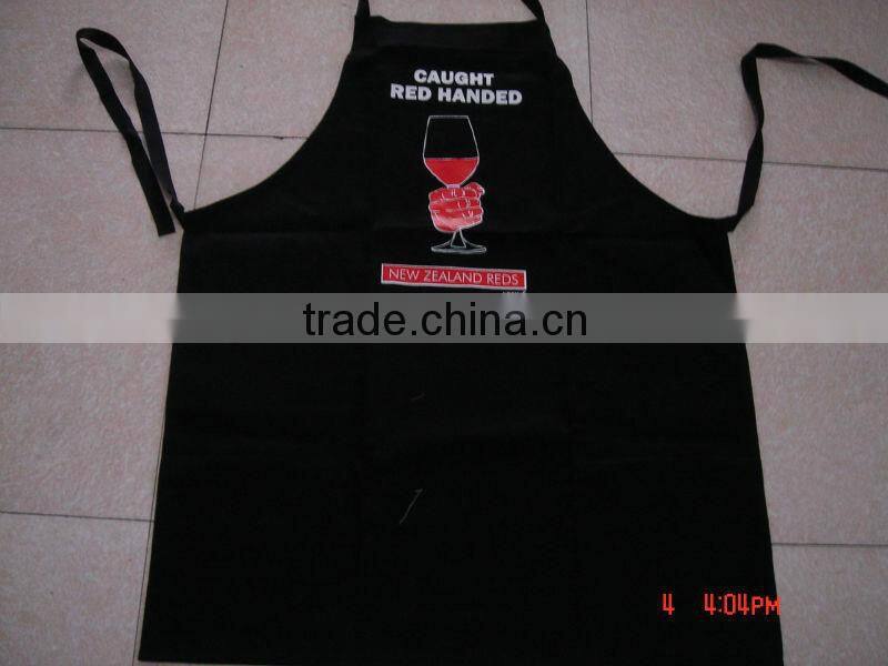 cheap BBQ apron &cotton apron for kitchen and promotion black bib apron with printing -58