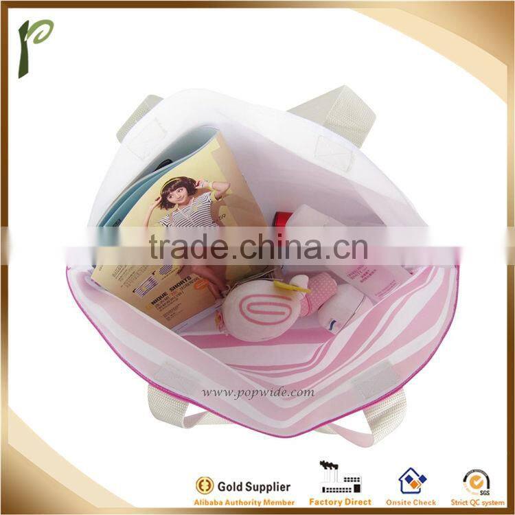 Popwide newest 2014 Color stripes Beach Bag/ Polyester tote bag