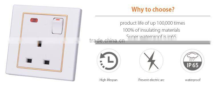 Good design bristh 3 pin wall sockets