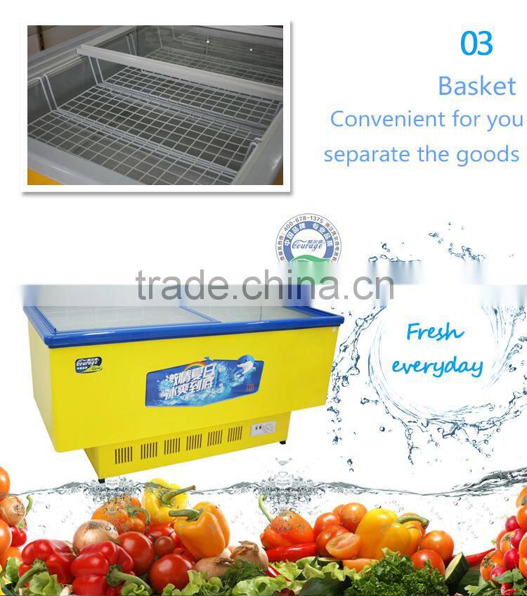 SD-2000D glass door chest freezers commercial solar freezer industrial freezer price