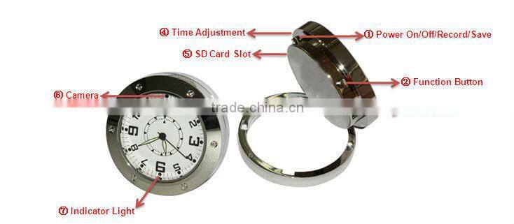 JVE-3311B Desk Steel Pointer Clock Camera Motion Detect Video Recorder for home security&protection