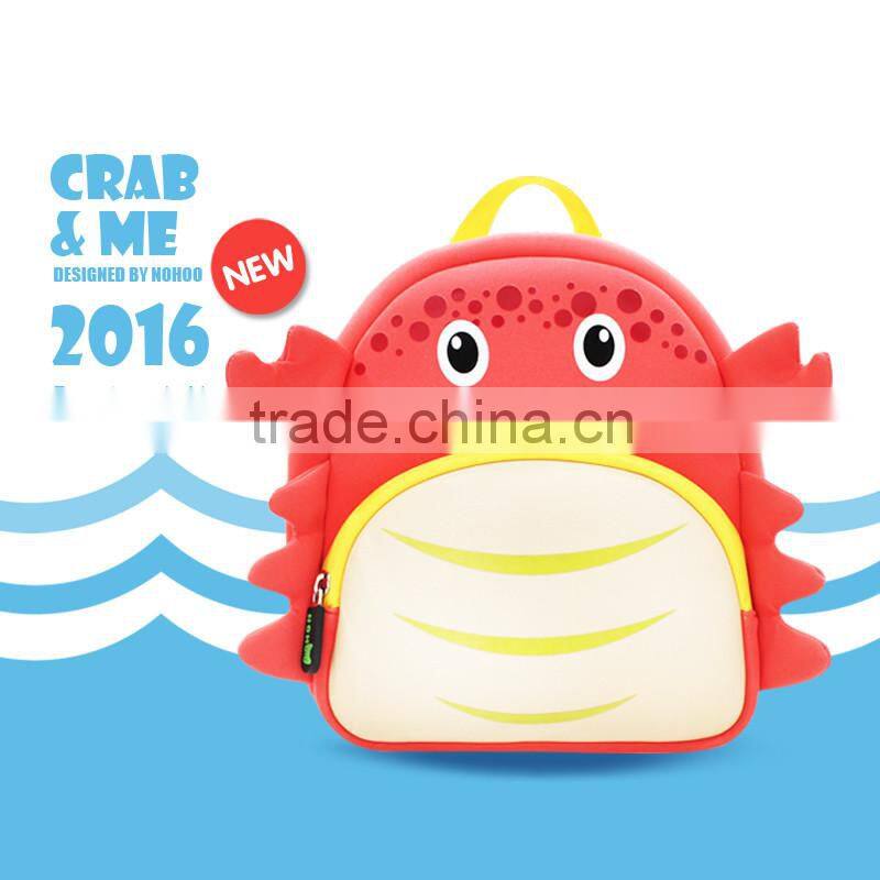 2016 New arrival 3 to 8 Years Old kids School Knapsack Cute Cartoon Crab bag