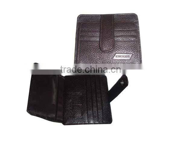 Custom Long Slim leather bank card holder with clasp closure