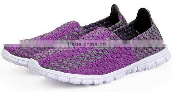 Handmade Elastic Upper Lady Men Woven Casual Shoes
