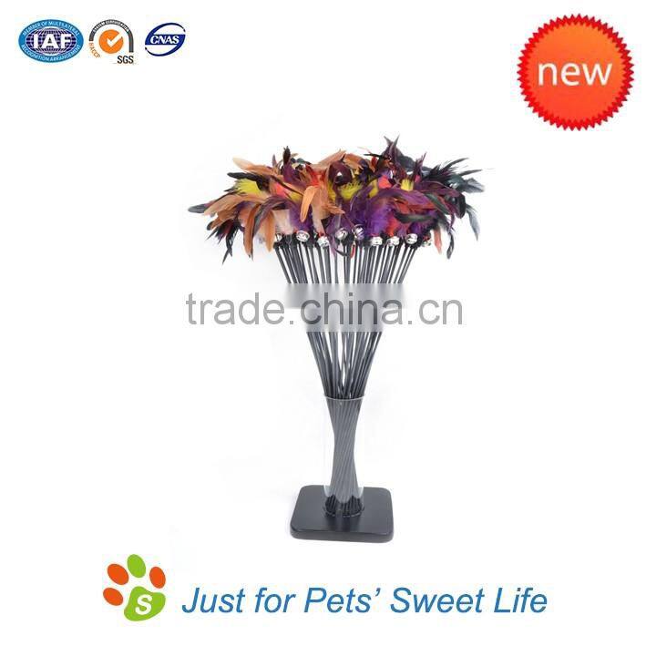 wholesale colorful cat teaser Feather funny stick toy