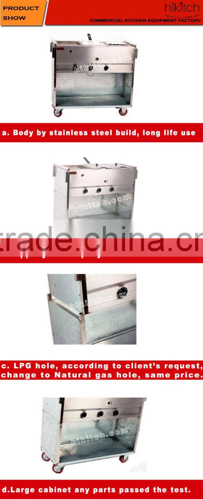 Mobile kitchen for stainless steel LPG gas Multifunctional deep fryer oden cooker tasnack car