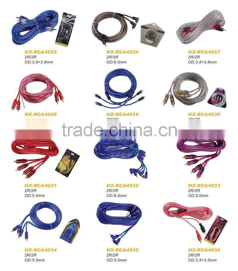 Nickel plated 2R to 2R yellow Auto RCA cable/3.5mm Stereo RCA Cable