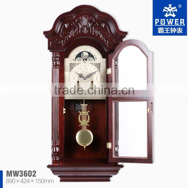 Double dial mechanical wall clocks with rotating pendulm CE/FCC standrad Good quality MW3602